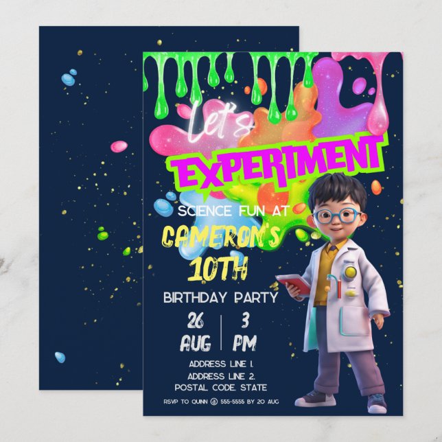 Invitation Digital Glow Science TEM Expérience téléchargeable (Devant / Derrière)