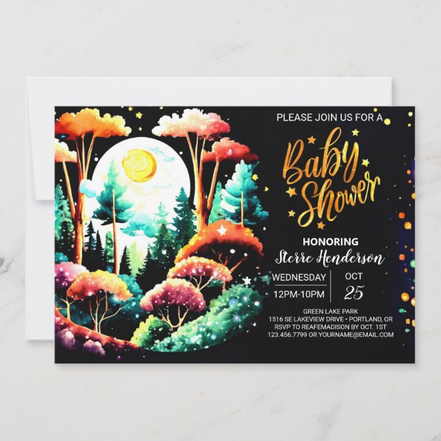 Invitation Digital Into the Woods Editable Baby shower (Devant)