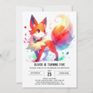 Invitation Digital Whimsical Fox Anniversaire