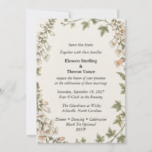 Invitation Digitale, Feuilles de Lierre, Feuillage à l'Aquare