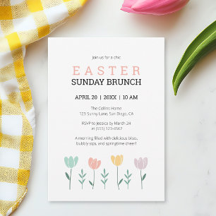 Invitation Dimanche de Pâques Brunch Moderne Floral Cute Bota