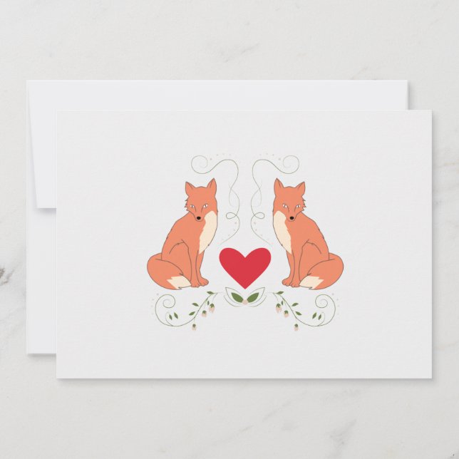 Invitation d'impression personnalisée Fox & Hearts (Dos)