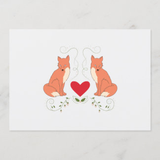 Invitation d'impression personnalisée Fox & Hearts