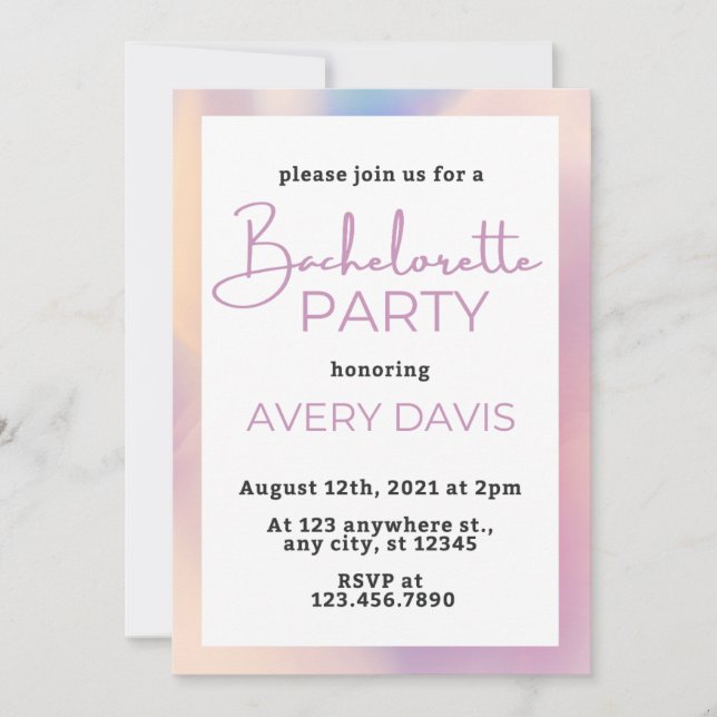 Invitation DINA Holographic Space Cowgirl Bachelorette Party (Devant)