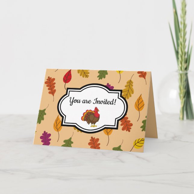 Invitation Dinde de dessin animé mignon | Personnaliser  (Devant)