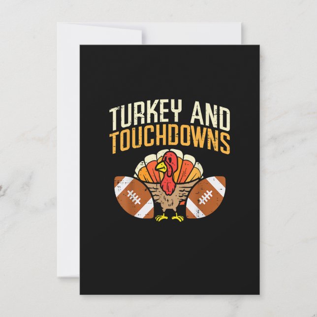 Invitation Dinde et touchés Football américain Thanksgivi (Devant)