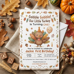 Invitation Dinde Tourne Un Automne Anniversaire Aquarelle