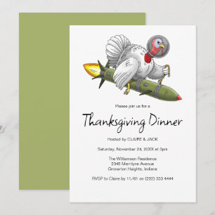 Invitation Dindon de fusée de Thanksgiving