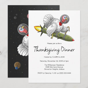 Invitation Dindon de fusée de Thanksgiving