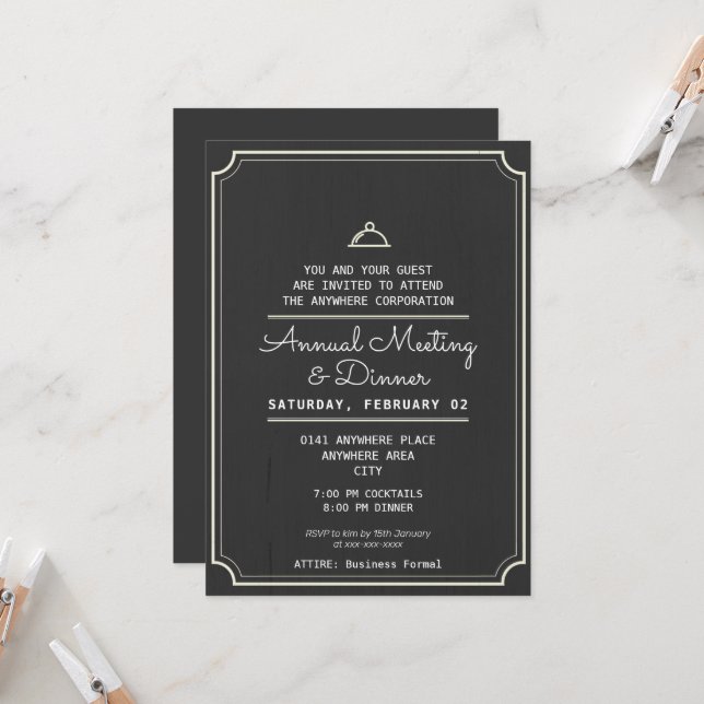 Invitation Dîner annuel d'affaires professionnel officiel (Devant/Arrière en situation)
