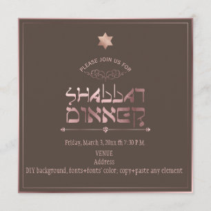 Invitation Dîner-arrière - plan PixDezines Gold Shabbat Rose/