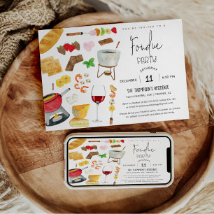 Invitation Dîner au fromage au vin de fête de fondue pour tou