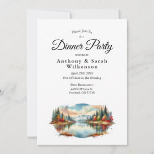 Invitation Dîner au restaurant forestier rustique au bord du