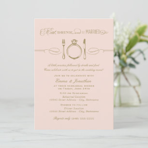 Invitation Diner boire et être marié Blush Rehearer Dîner