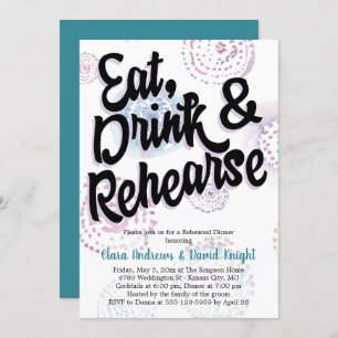 Invitation Diner, boire et répéter Dîner de répétition d'aqua