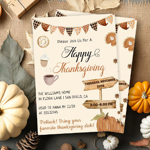 Invitation Dîner bon thanksgiving Citrouille & Automne