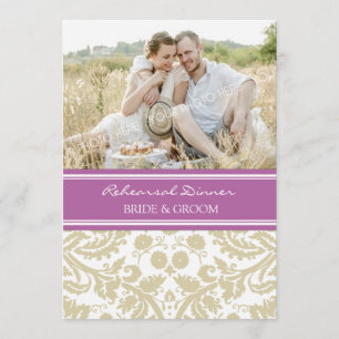 Invitation Dîner bronzage de répétition de photo de damassé