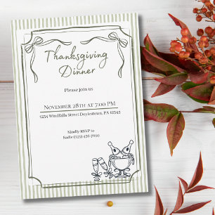 Invitation Dîner chic d'Action de grâce et de Friendsgiving e