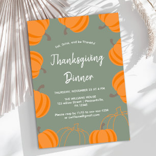 Invitation Dîner Citrouille Thanksgiving