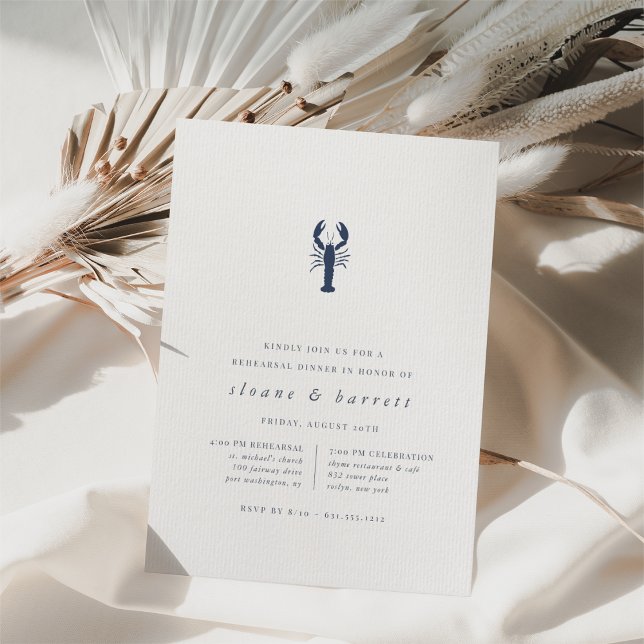 Invitation Dîner classique de répétition de homard nautique (Coastal lobster rehearsal dinner invitations)