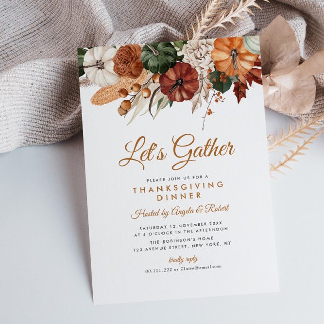 Invitation dîner d'action de grâce de la récolte d'automne (Créateur téléchargé)