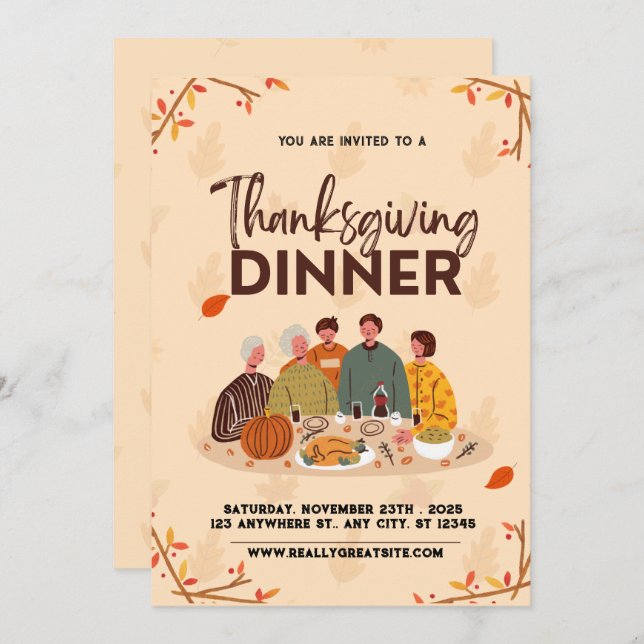 Invitation Dîner d'action de grâces (Devant / Derrière)
