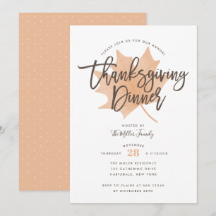 Invitation Dîner d'action de grâces à la feuille d'automne