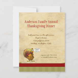 Invitation Dîner d'action de grâces amusant