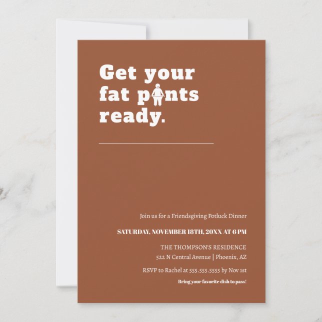 Invitation Dîner d'action de grâces en terre cuite moderne am (Devant)