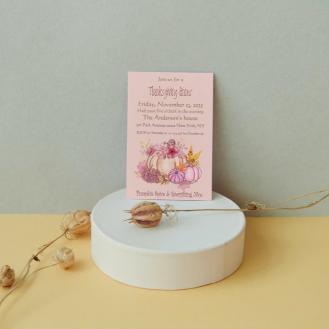 Invitation Dîner d'action de grâces épicé et joli Citrouille  (Créateur téléchargé)