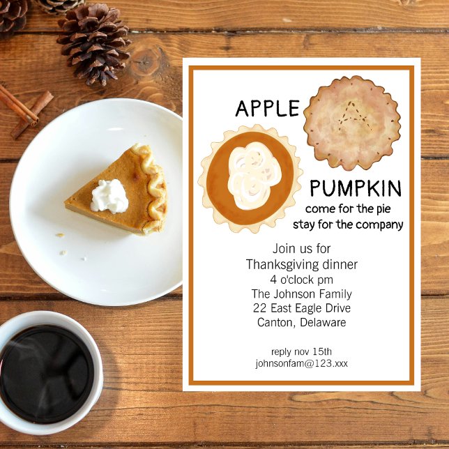 Invitation Dîner d'action de grâces et tarte (Créateur téléchargé)