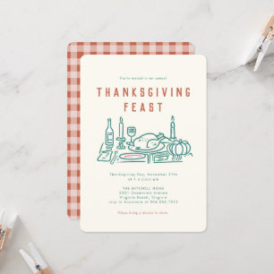 Invitation Dîner d'action de grâces illustré à la main