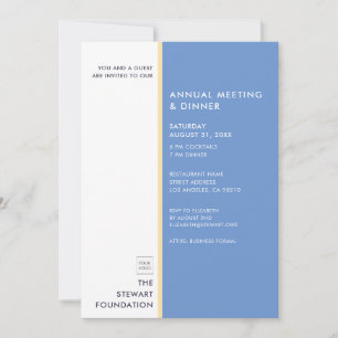 Invitation Dîner d'affaires minimaliste moderne bleu et or