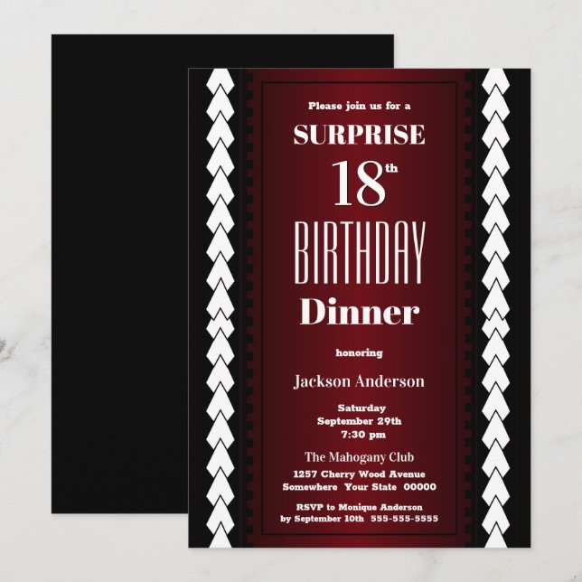 Invitation Dîner d'anniversaire 18e anniversaire en Bourgogne (Devant / Derrière)