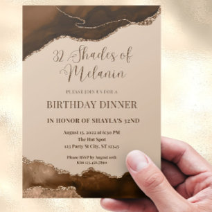 Invitation Dîner d'anniversaire de Melanin Tons modifiables I