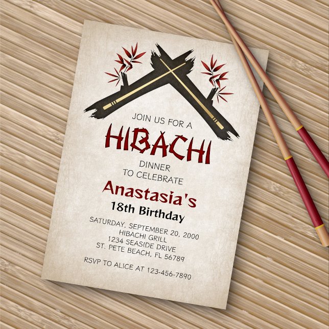 Invitation Dîner d'anniversaire Hibachi (Créateur téléchargé)