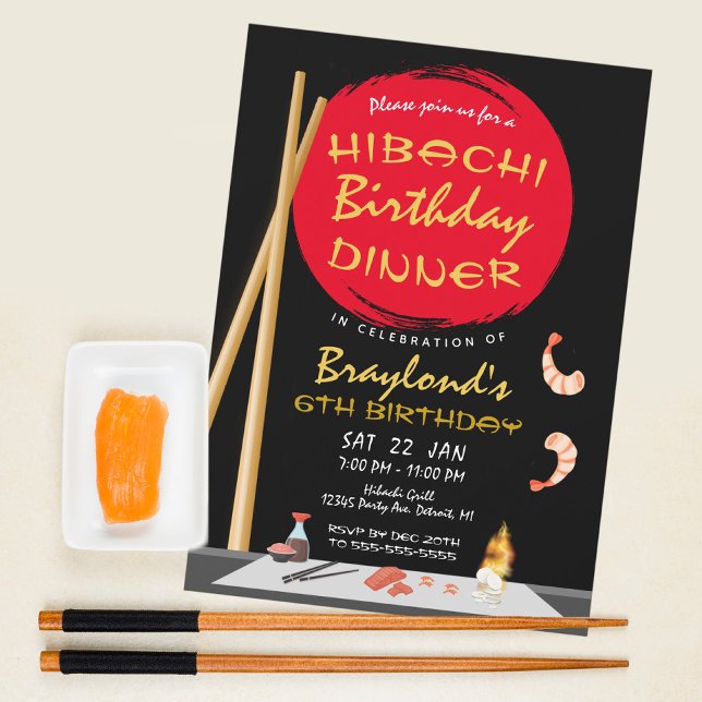 Invitation Dîner d'anniversaire Hibachi Fête Hibachi (Créateur téléchargé)