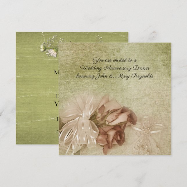 Invitation Dîner d'anniversaire mariage (Devant / Derrière)