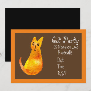 Invitation Dîner d'art de chat de gingembre moderne