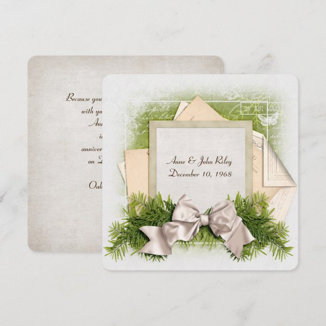 Invitation dîner de fête d'anniversaire de mariage de Noël (Devant / Derrière)