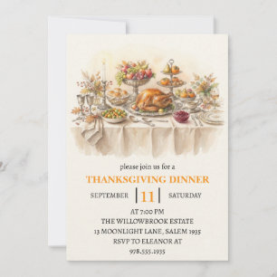 Invitation dîner de fête d'automne vacances de thanksgiving