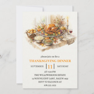 Invitation dîner de fête d'automne vacances de thanksgiving