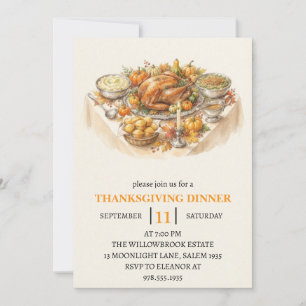 Invitation dîner de fête d'automne vacances de thanksgiving