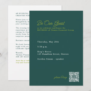 Invitation Dîner de fête de retraite avec QR code