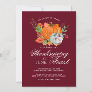 Invitation Dîner de fête de Thanksgiving Russe Citrouille Rou