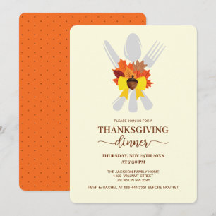 Invitation Dîner de fête élégant de Thanksgiving et de récolt