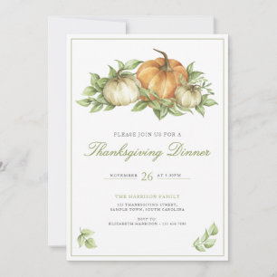 Invitation Dîner de feuilles de citrouille de Thanksgiving