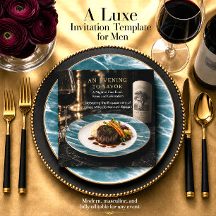 Invitation Dîner de fiançailles moderne pour hommes en gastro