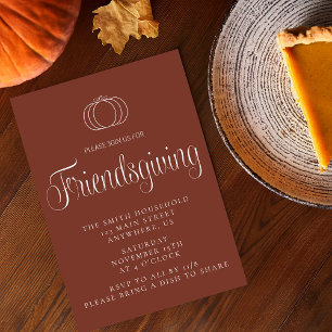 Invitation Dîner de Friendsgiving entre amis minimaliste mode