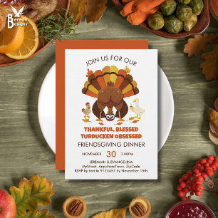 Invitation Dîner de FRIENDSGIVING Turducken drôle